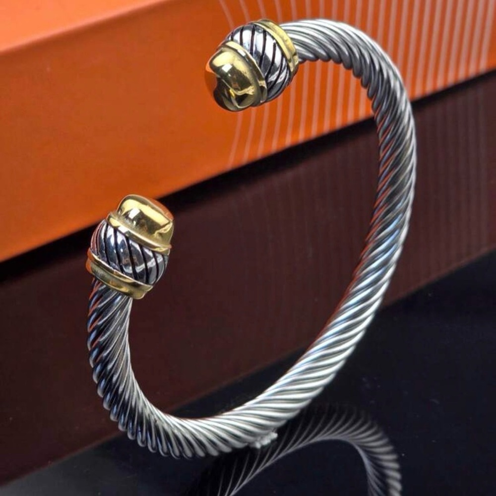 Silver and Gold Twisted Cable Bracelet